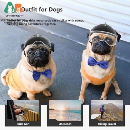 ATUBAN Dog Helmets for Small Dogs, Dog Helmet with Clear Lens Goggles, Doggie Helmets Hat with Ear Holes,Bike Doggie Helmet Dogs