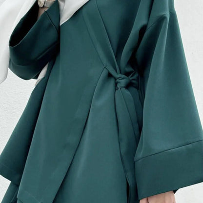 Nida Co Ord Set Kimono with Straps Skirt Ramadan Eid Islamic Cloting 2 Piece Sets Muslim Women Modest Dresses Ensembles Musulman