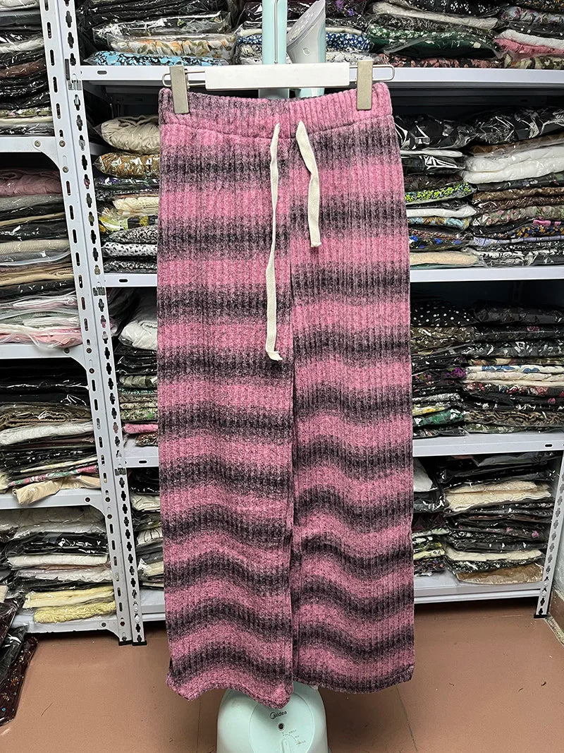 Autumn Winter Casual Long Pants High Waist Wide Leg Pants Thickened Fleece Versatile Style for Women's Casual Wear