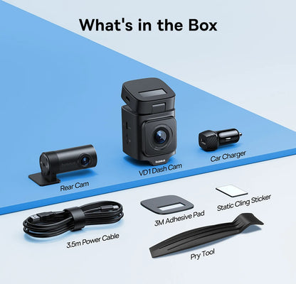 Baseus 3K Dash Cam VD1 Front and Rear Cam HD Built-in GPS Galileo Supercapacitor Car DVR Car Camera Recorder Support 24H Parking