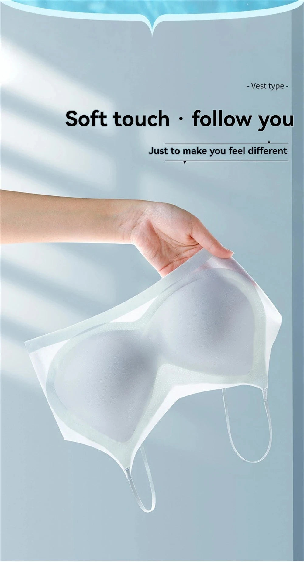 Ultra-Thin Breathable Ice Silk Top Bra Women's Bustier Underwear Seamless Back Halter Vest Wrap Bra Small Chest Together
