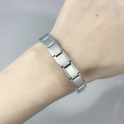 GEMOSA 9mm Width Italian Charm Bracelet Fashion Stainless Steel Bangle Elastic Link Chain High Quality Factory DIY