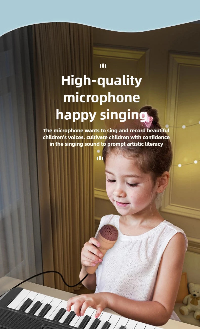 Kids Electric Piano 37 Baby Keyboard with Microphone Singing Songs Development Educational Toy Musical Instrument Games Children