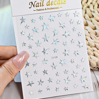 3D Metal Silver Flame Nails Stickers Gold Bronzing Stripe Lines Sliders Design Manicure French Nail Art Decoration Decal #Y2K