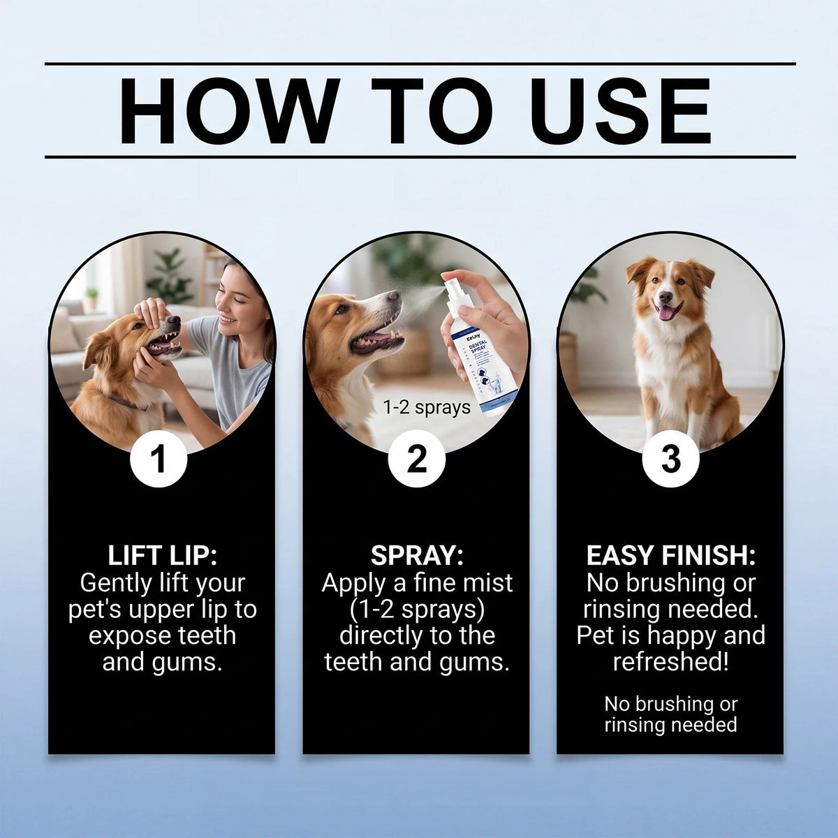Pet Dental Care Spray Remoce Plaque & Tartar Buildup Reduce Odor Soothe Inflamed Sensitive Gums No Brushing Teeth Cleaning Spray