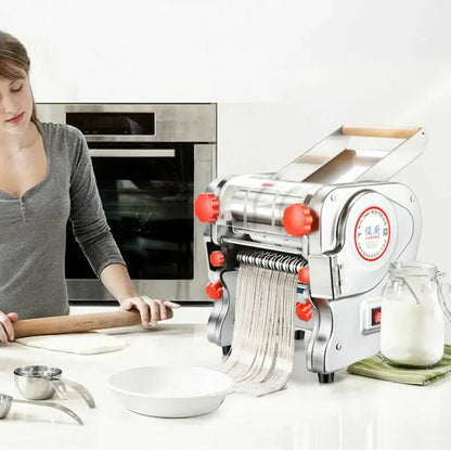550W Electric Pasta Maker Noodle Machine Dumpling Skin Roller Steel  Full Stainless Steel Dual Knife Noodle Maker For Commercial