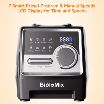 BioloMix 1500W Professional Blender With 2.6L BPA Free Jar With 6 Blades, 7 Preset Program for Smoothies, Shakes, Nut Milk