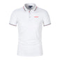 Men'S Casual Short Sleeve Polo Shirt DAF Logo Print Striped Color Block Sporty Style Collared Golf Shirt For Summer