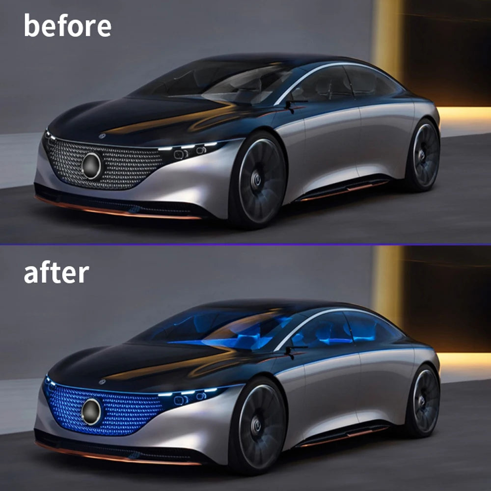 Car Interior Light Ambient Light with USB Cigarette Decorative Lamps RGB Car Footwell Light with Remote/Voice Control