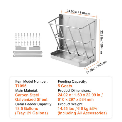 SucceBuy Livestock Hay Feeder Heavy-Duty Steel Goat Hay Rack Multiple Sided Feeding Rack for Sheep Farm Livestock Outdoor