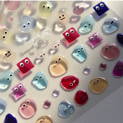 Line Flower Powder Blusher Love Heart High Quality Jelly Series Adhesive Nail Sticker Nail Art Decoration Decals Design T-2830
