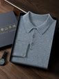 ANGEL 2024 Men's New POLO Shirt 100% Cashmere Knitted Pullover Solid Color Sweater Fall Winter Casual Business Office Jacket