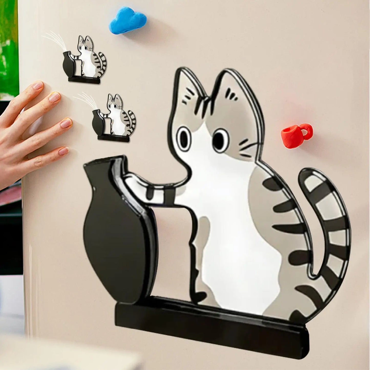 Cat Whisker Memorial Keepsake Acrylic Cute Wide Opening Cat Whisker Keepsake Vases for Refrigerators Washing Machines Bedroom
