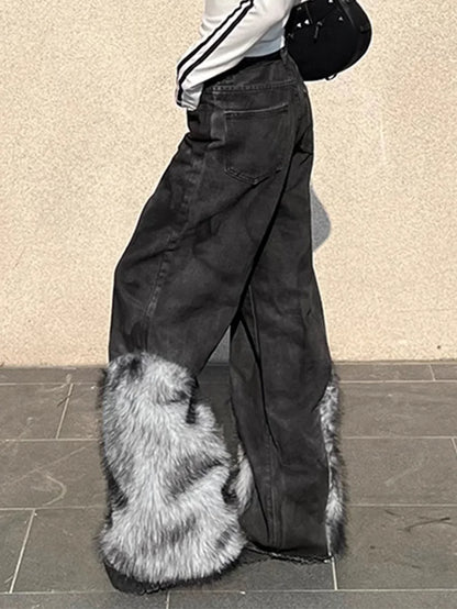 2025 Autumn Winter Women's Denim Pants Dark Academia Flared Jean Bell Bottom Designer Cyber Punk Japanese Y2k 2000s Goblin Core