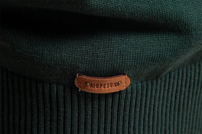 AIOPESON Mens Mock Neck Cotton Pullover Knit Sweaters Casual Business Strip Ribbed Turtleneck Sweaters for Men