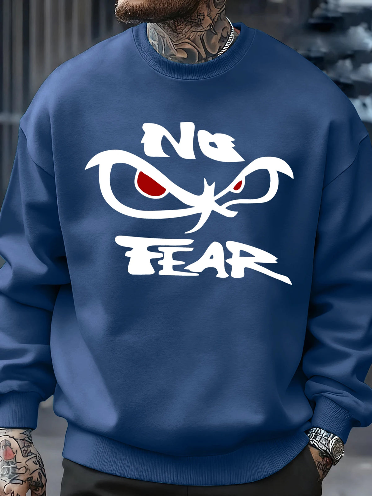 No Fear Determined Gaze Prints Mens Pullovers Soft Casual Sweatshirts Autumn Oversize Streetwear Crewneck Fleece Clothing Unisex