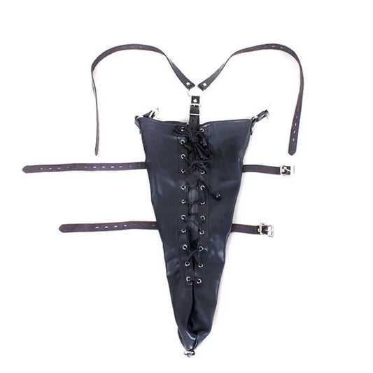 Sexy SM Restraint Arm Binder Behind Back Straight Jacket Leather Armbinder Slave Lockable Bondage Shoulder Straps Club Role play