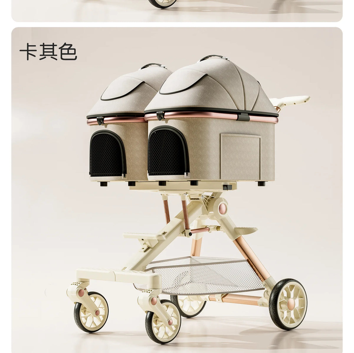 A6-2 Twin Pet Stroller Aluminum Alloy Detachable Foldable Lightweight Separate Travel Cart for Dogs Cats
