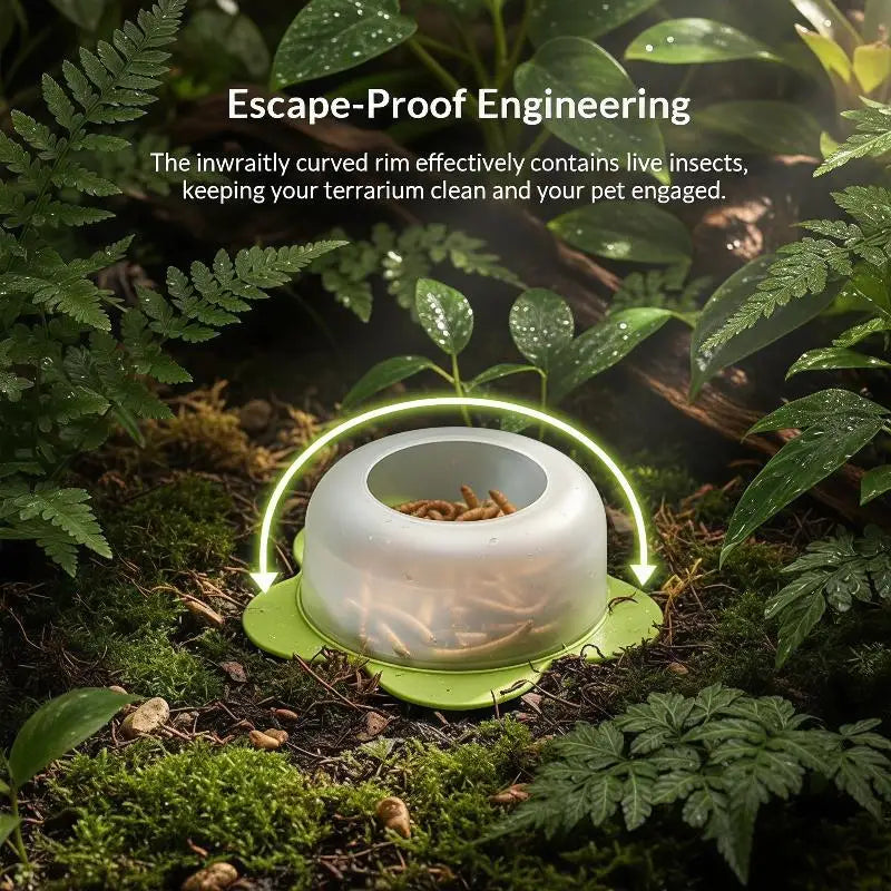Anti Escape Reptile Feeding Dish Durable ABS Worm Food Bowl Easy Clean for Lizards Geckos Snakes Terrarium Tank