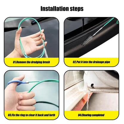 Car Sunroof Drain Hole Cleaning Brush Flexible Stainless Steel Tube Pipe Cleaner Sweeper Tool For Truck Refrigerator Door Window