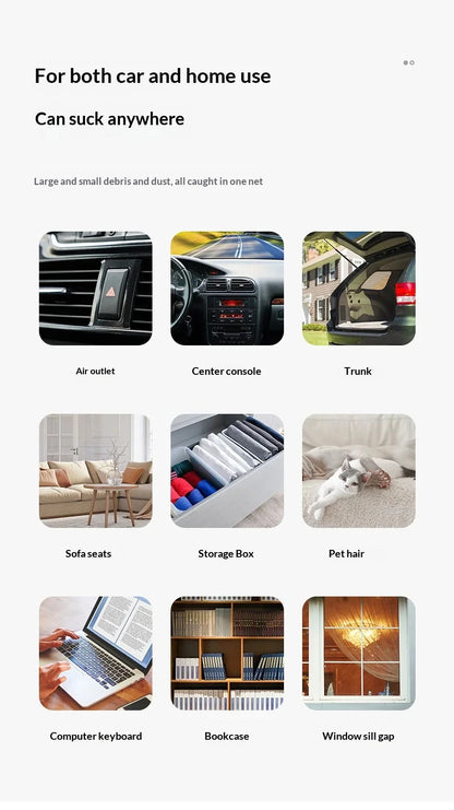 Vacuum Cleaner Mini Car Cleaning Powerful Suction Handheld Car Vacuum Cleaner Rechargeable for Car and Home Auto Vacuum Cleaner