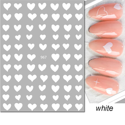 3d Nail Art Stickers Red Black White Love Hearts Stars Clouds French Full Tips Adhesive Nail Decals Slider For Manicure
