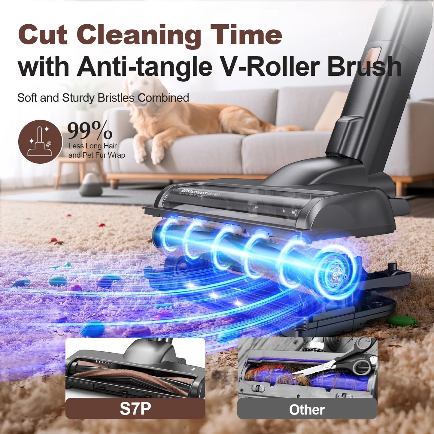 INSE S7P cordless vacuum cleaner, 465W 45KPA Wireless Vacuum Cleaner with Suction Power,  8*2200mAh battery, 50000Pa Strong Suction, 45-60mins runtime,1.2L