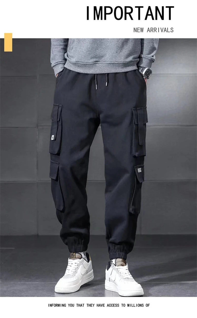 New Winter Lambswool Outdoor Waterproof Cargo Pants Men Warm Casual Pants Men Sportswear Winter Sports Outwear Sweatpants