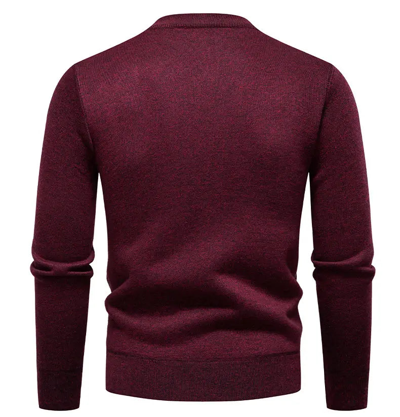 New Sweater Men Casual Knitted Pullover Solid Color Warm Regular Fit Round Neck Sweater Pullovers Mens Sweatwear
