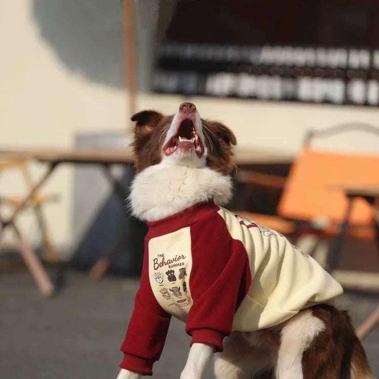 Cartoon Pattern Large Dog Hoodie Sweatshirt Autumn Winter Warm Pullover Pet Coat  Suitable For Medium Large Dogs Husky Pitbull