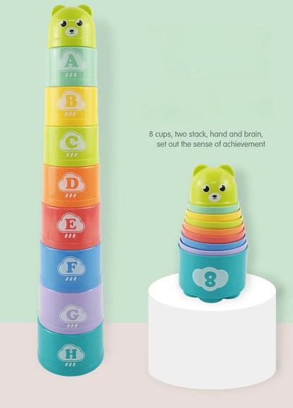 Kid Brain Response Battle Fold Cup Hand Speed Competition Fold Cup Baby Stack Game Early Education Puzzle Train Board Games Toy