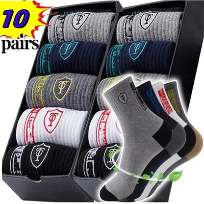 5 Pairs Socks MEN'S Mid-calf Spring and Autumn Sports Sweat Anti-odor MEN'S Socks Thin Sports Socks