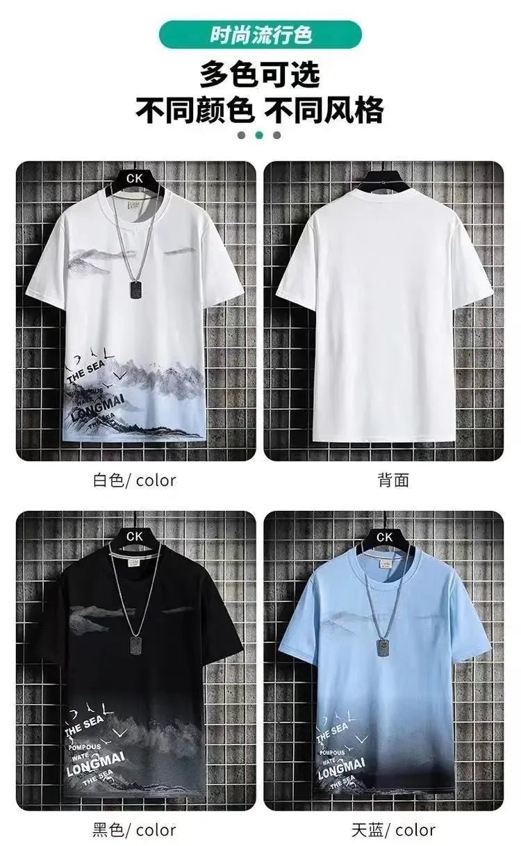 Trendy Suits for Men Men's Summer Shorts Set Gym Outfit Student Short Sleeve Tee 2 Piece Set Tracksuits Men Casual Men Clothing
