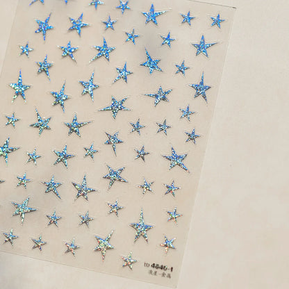 Grid Patterned Star Bowknot Cherry Polka Dot Line Colorful Geometric Five-pointed Star Adhesive Nail Art Sticker Manicure Decal