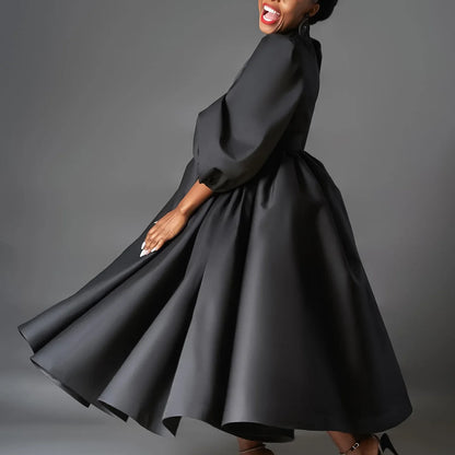 African Dresses For Women Summer Autumn Africa Clothing Wrist Sleeve Sexy O-Neck Perspective Dress Office Lady Party And Belt