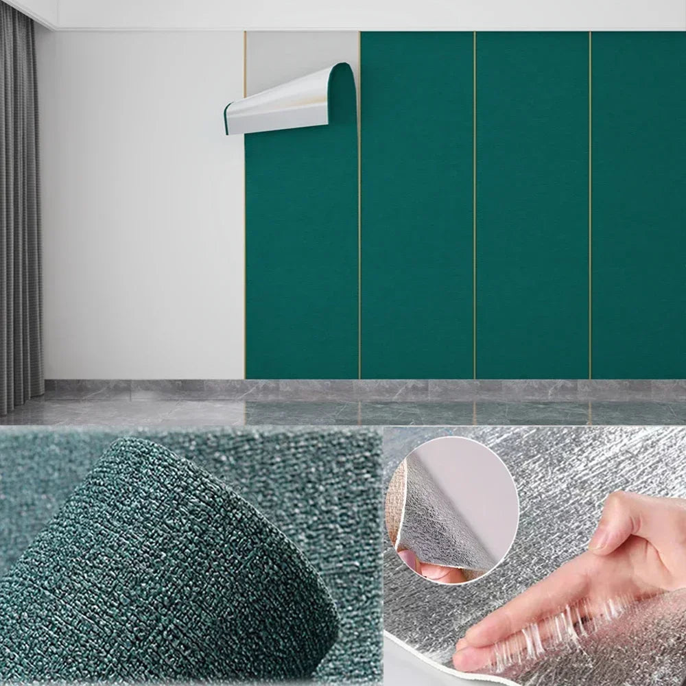 Self-Adhesive 3D Linen Foam Wall Sticker PVC Moisture-proof Wallpaper for Living Room Bedroom Bathroom Dormitory Home Decoration