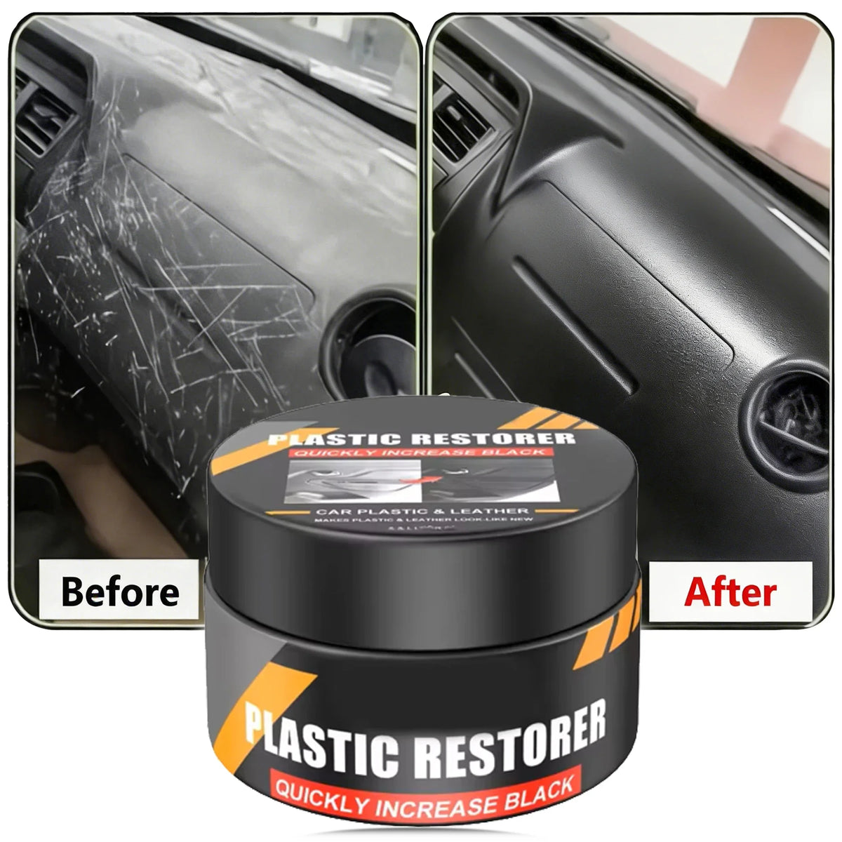 Car Interior Plastic Repair Care Kit, Scratch Repair Paste, Refresh Faded Aged Trim, Polish Brighten with Long-Term Protection
