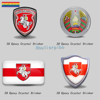 3D Dome Sticker Belarus Flag National Emblem Shield Car Motorcycle Helmet Laptop Vinyl Waterproof Stereo epoxy resin Sticker