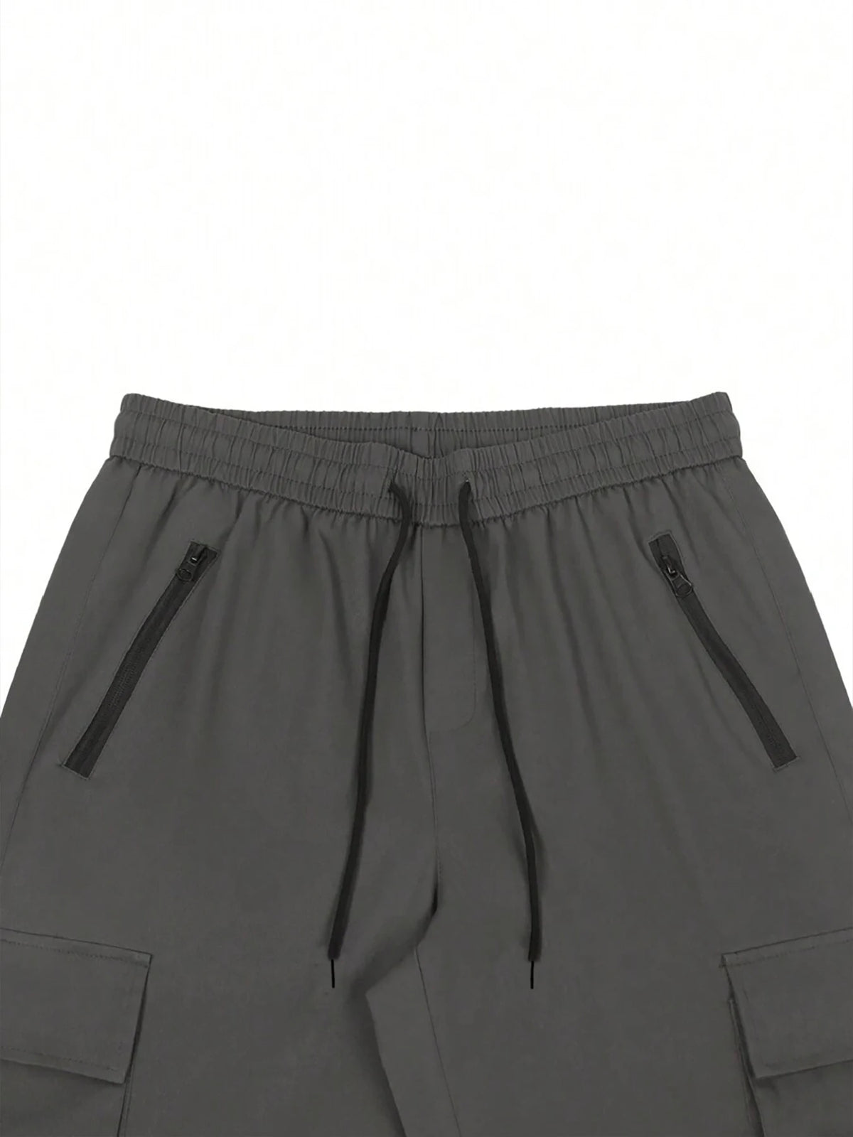 Men's 3/4-Length Cargo Shorts — Woven Twill Fabric, Multi-Pocket Casual Trousers. Non-Stretch Adult Apparel for Summer