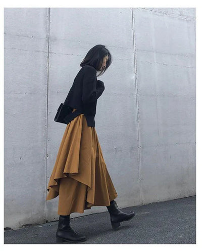 Women Skirts Gothic Irregular Skirts Pants Women High Waist White Black Long Skirts Female Pleated Skirts Culottes Women Clothes