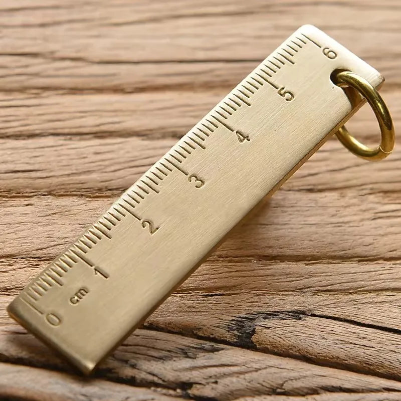 Retro Brass Straight Rulers Centimeter Inches Metal Triangle Ruler Protractor Stationery Measuring Tool School Office Supplies