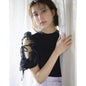 Japanese Off Shoulder Ruffle Edge Slim Short Sleeve Tshirt Women Sweet Elegant Knitted T Shirt Girl Commuting Short White Top