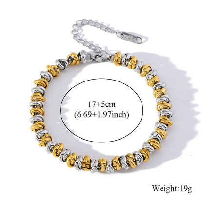 GANPUP 316L Stainless Steel Metal Beads Charms Bracelet Bangle for Women Texture Trendy Wrist Chain Jewelry Gift Bijoux Femme