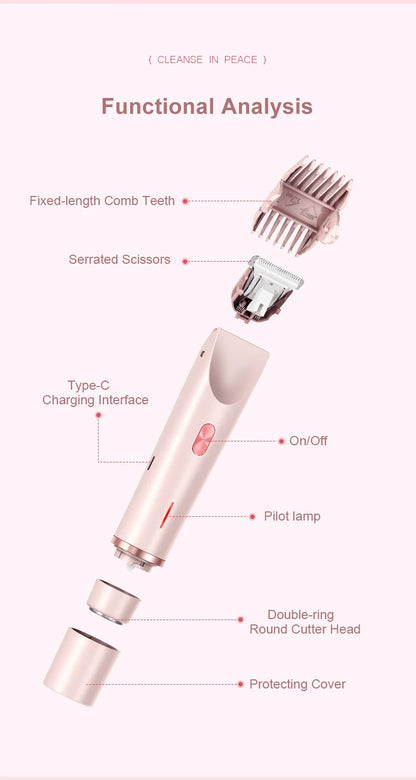 2 In 1 Women Electric Razors Bikini Trimmer Face Shavers Hair Removal for Underarms Legs Lady Body Trimmer Waterproof Painless