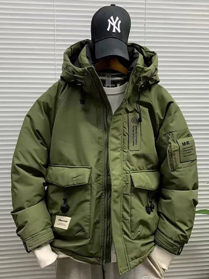 Luxury High-end Down Jackets Men Winter Warm Cargo Coat White Duck Down Coat Windproof Pockets Hooded Thick Parkas Canada