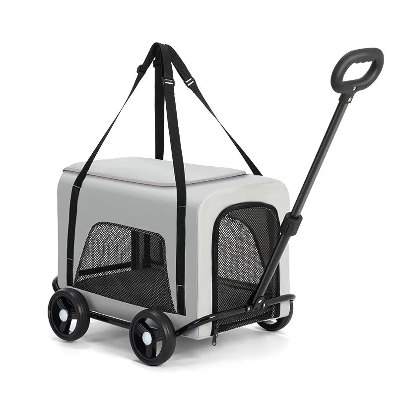 Folding Dog Stroller, Pet Folding Stroller, 4 Wheels Dog/Cat Puppy Stroller Pet Travel Carriage Case