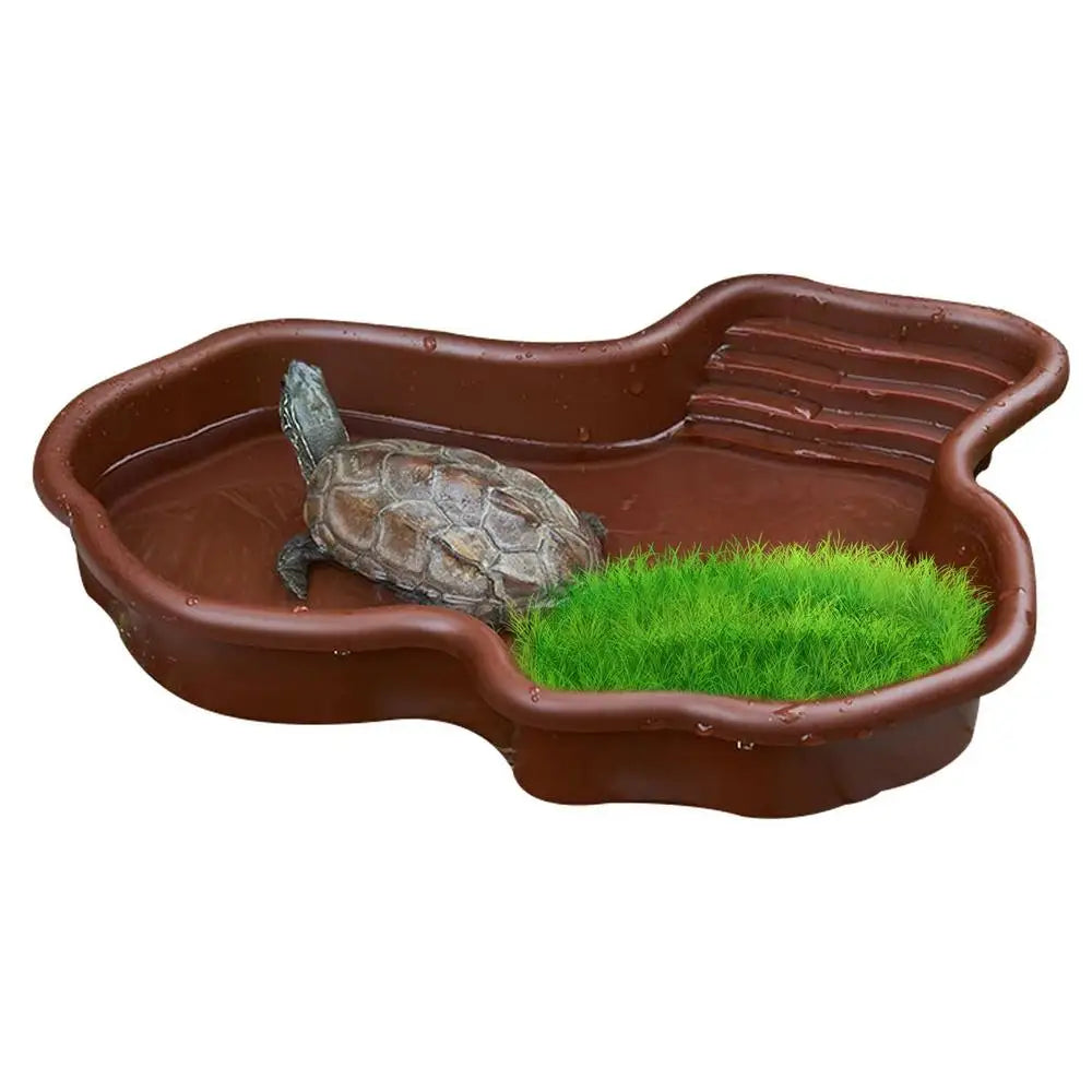 Turtle Feeding Dish Reptile Bathing Pool With Ramp And Basking terrace Aquarium Ornament For Turtle Bearded Dragon Gecko Yard