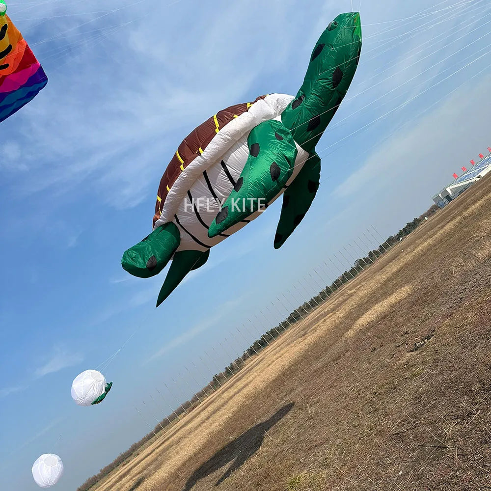 HFLY New Arrival Soft Inflatable Large 5m Sea Turtle Kite Line Laundry for Adults High Quality  40D Nylon Animal Kites Pendant