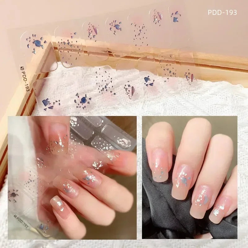 1PC Gel Nail Sticker Patch Slider Flower Gradient Color Back Glue Full Cover Waterproof Gel Nail Sticker UV Lamp Curing Manicur