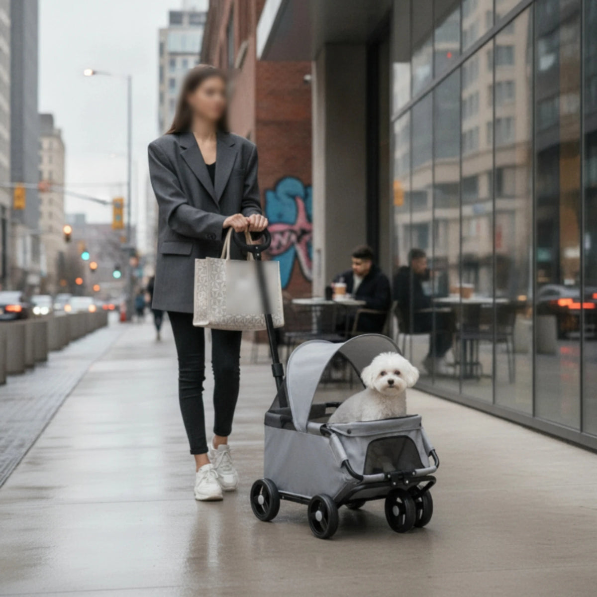 Pet Stroller with Telescopic Handle Folding Foldable Pet Stroller Sturdy Sturdy for Small Dogs, Outdoor Walks, Travel